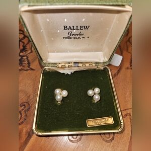 Vintage 1950s Van Dell Cultured Pearl Screw Back Earrings